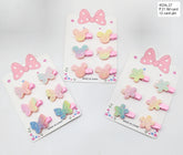 Bow & Butterfly, Bow & Flower, Bow & Mickey Mouse Hair Clips Set - Pack of 12 Multicolor